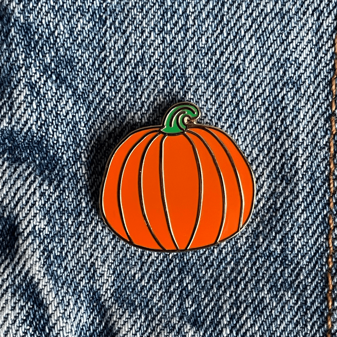 Orange Pumpkin Pin – Hard Enamel Lapel Pin With Secure Double Posts