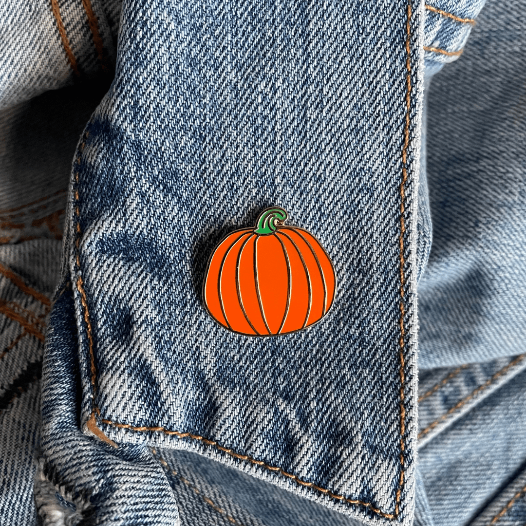 Orange Pumpkin Pin – Hard Enamel Lapel Pin With Secure Double Posts