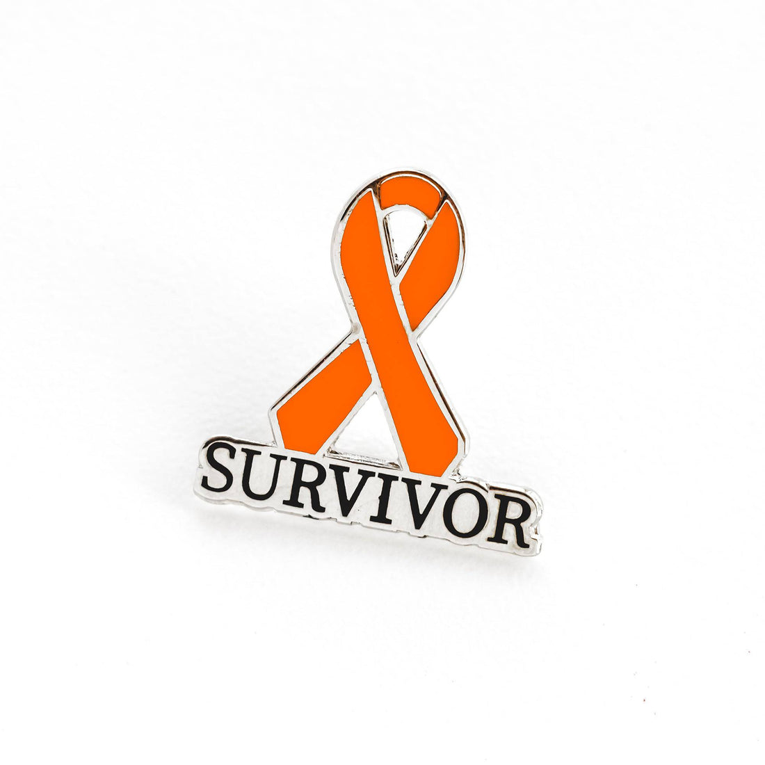 Orange Awareness Ribbon Pin – Hard Enamel Survivor Lapel Pin with Rubber Back