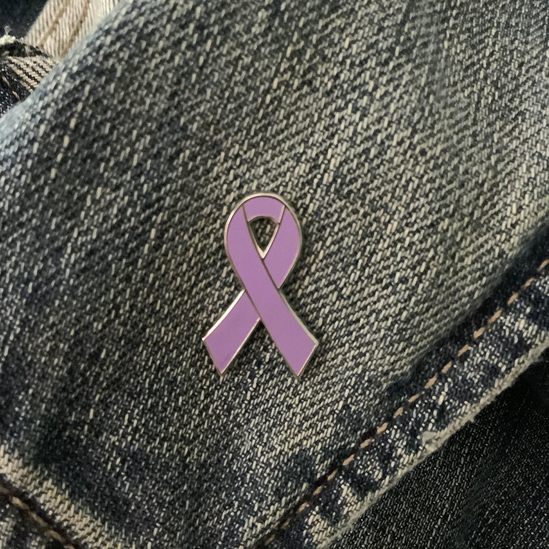 Orchid Awareness Pin - Hard Enamel Ribbon Lapel Brooch With Rubber Back