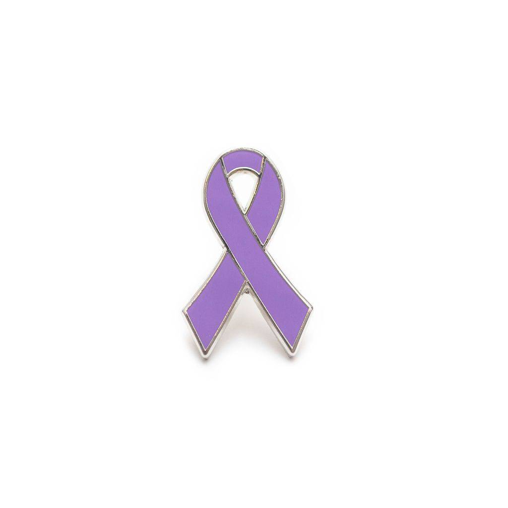 Orchid Awareness Pin - Hard Enamel Ribbon Lapel Brooch With Rubber Back