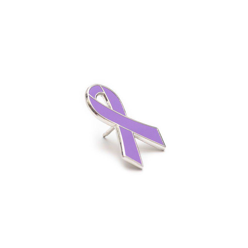 Orchid Awareness Pin - Hard Enamel Ribbon Lapel Brooch With Rubber Back