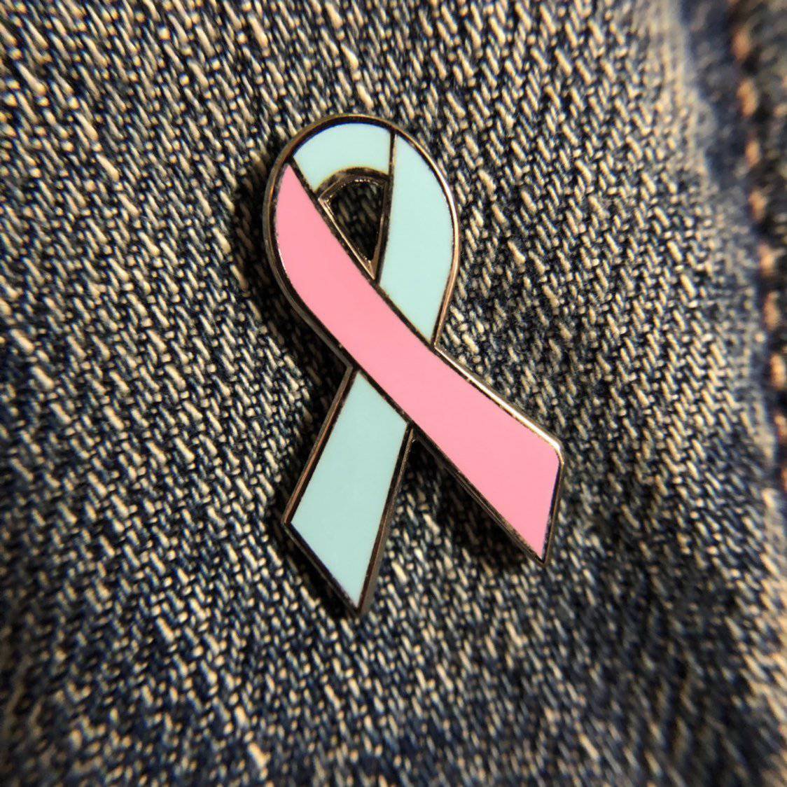 Awareness Ribbon Pin – Pink Blue Enamel Lapel Pin for Infant Loss Support