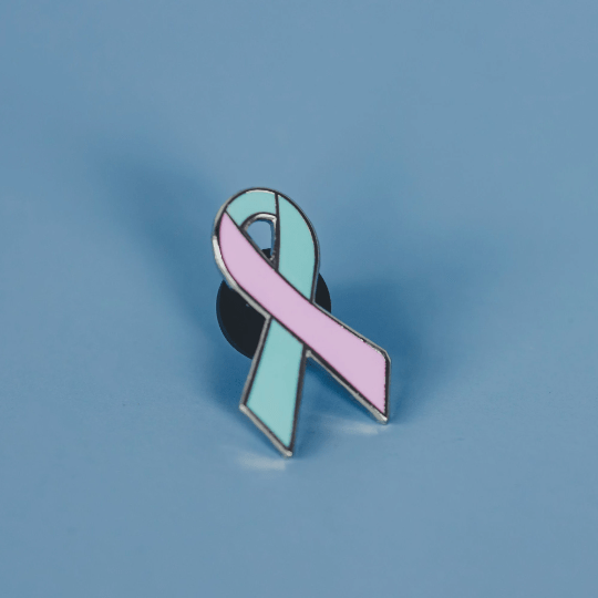Awareness Ribbon Pin – Pink Blue Enamel Lapel Pin for Infant Loss Support