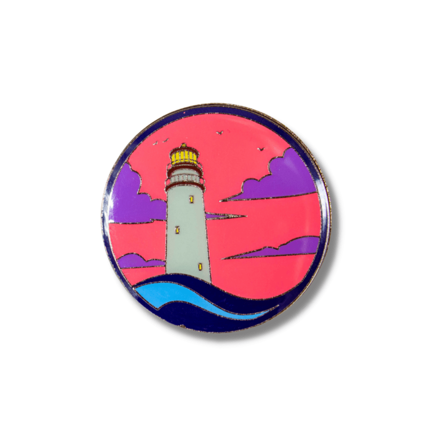 Pink Lighthouse Scene Enamel Pin