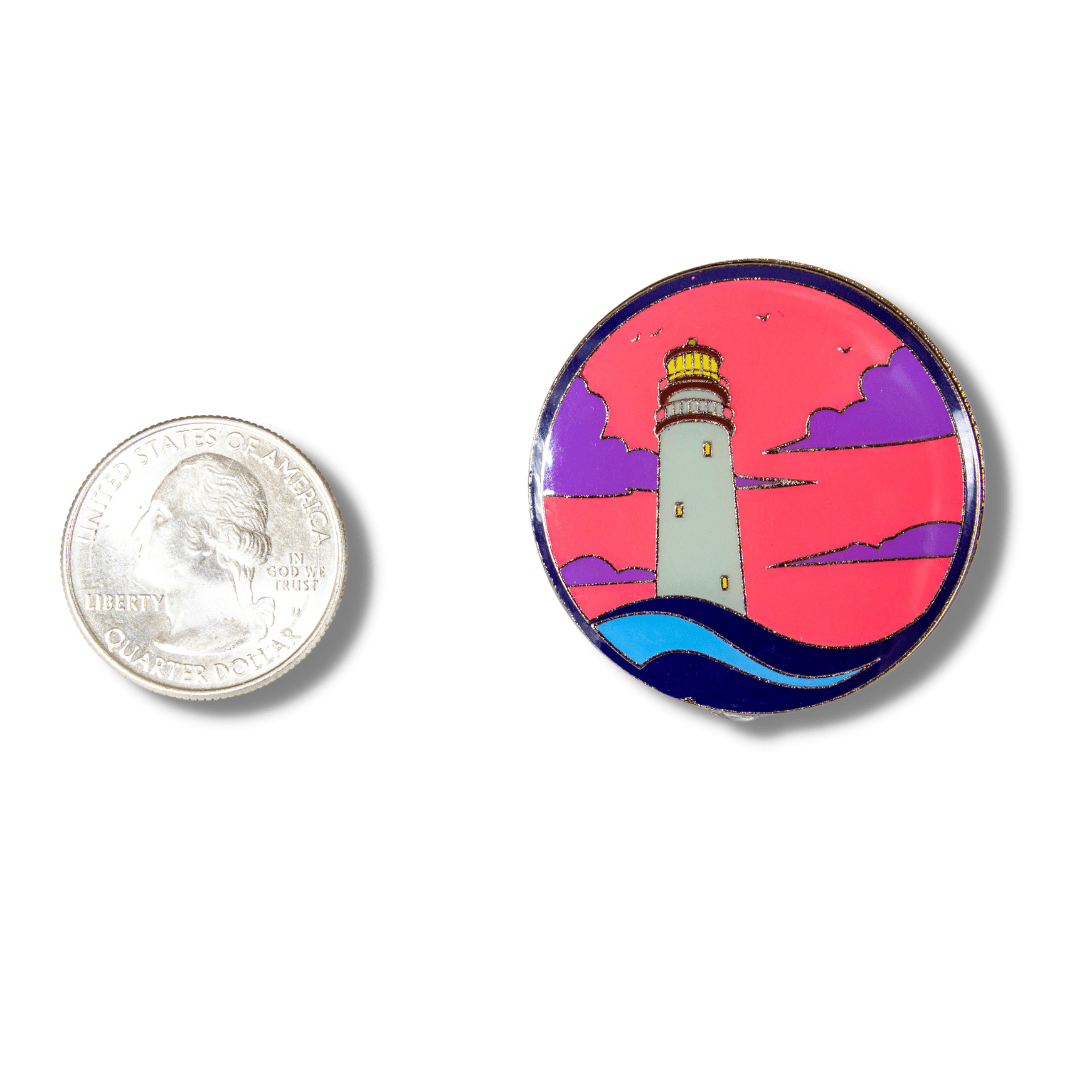 Pink Lighthouse Scene Enamel Pin