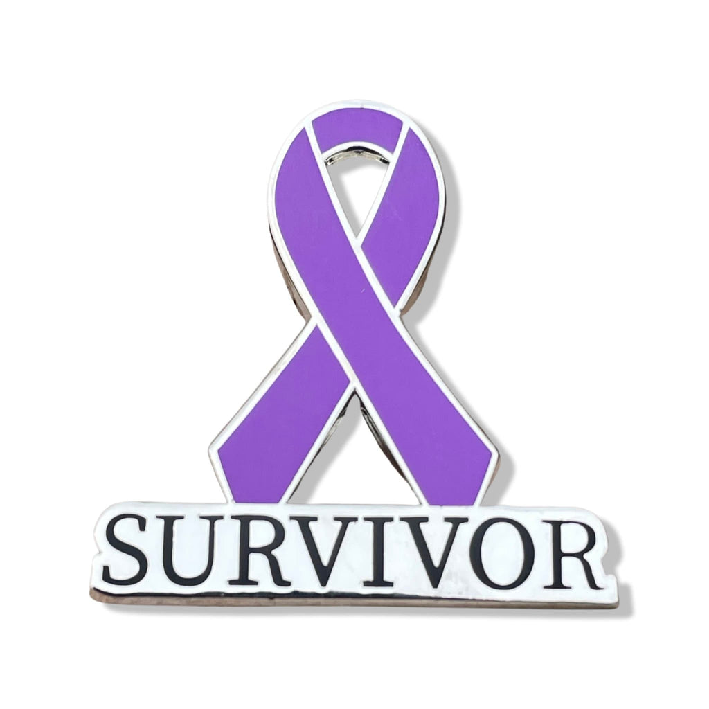 Purple Survivor Awareness Ribbon Enamel Pin