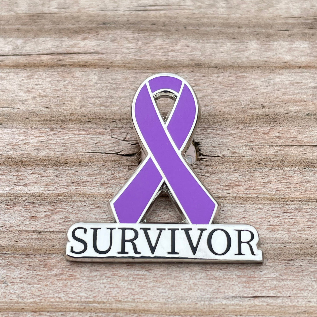 Purple Survivor Ribbon Pin – Hard Enamel Awareness Ribbon Lapel Accessory