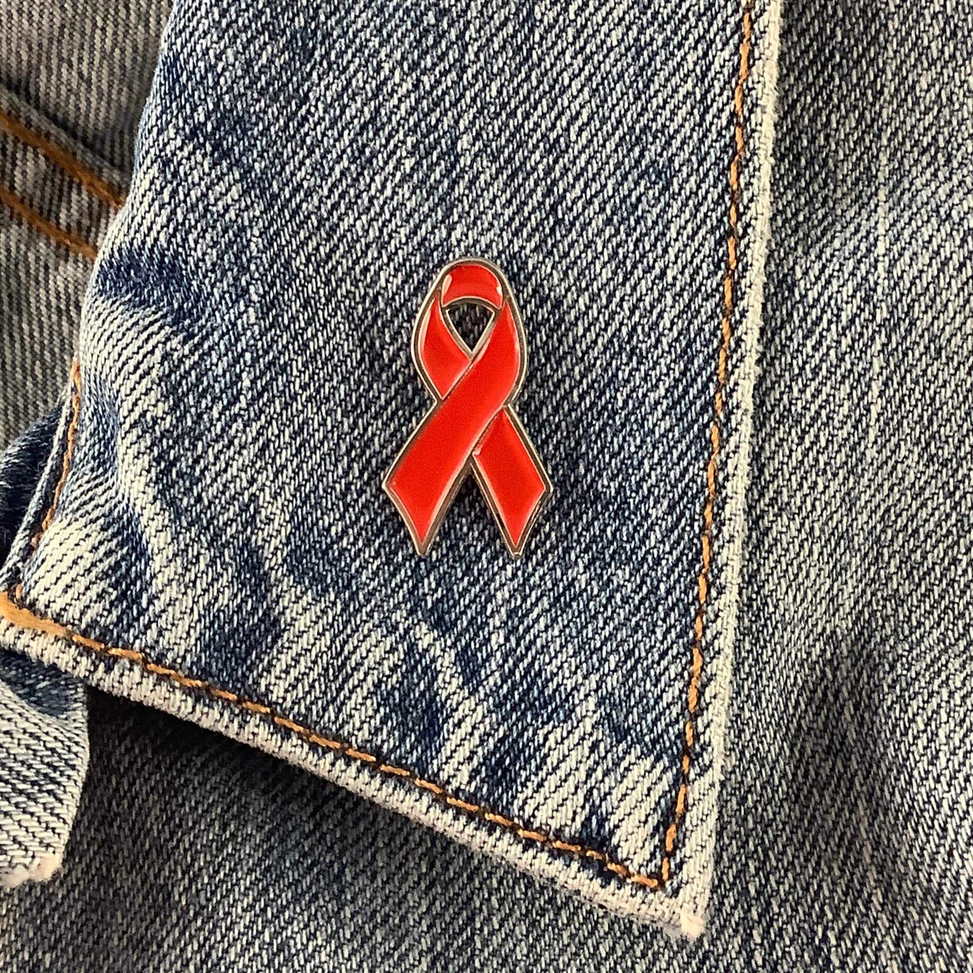 Red Awareness Ribbon Pin - Enamel Lapel Accessory With Secure Post