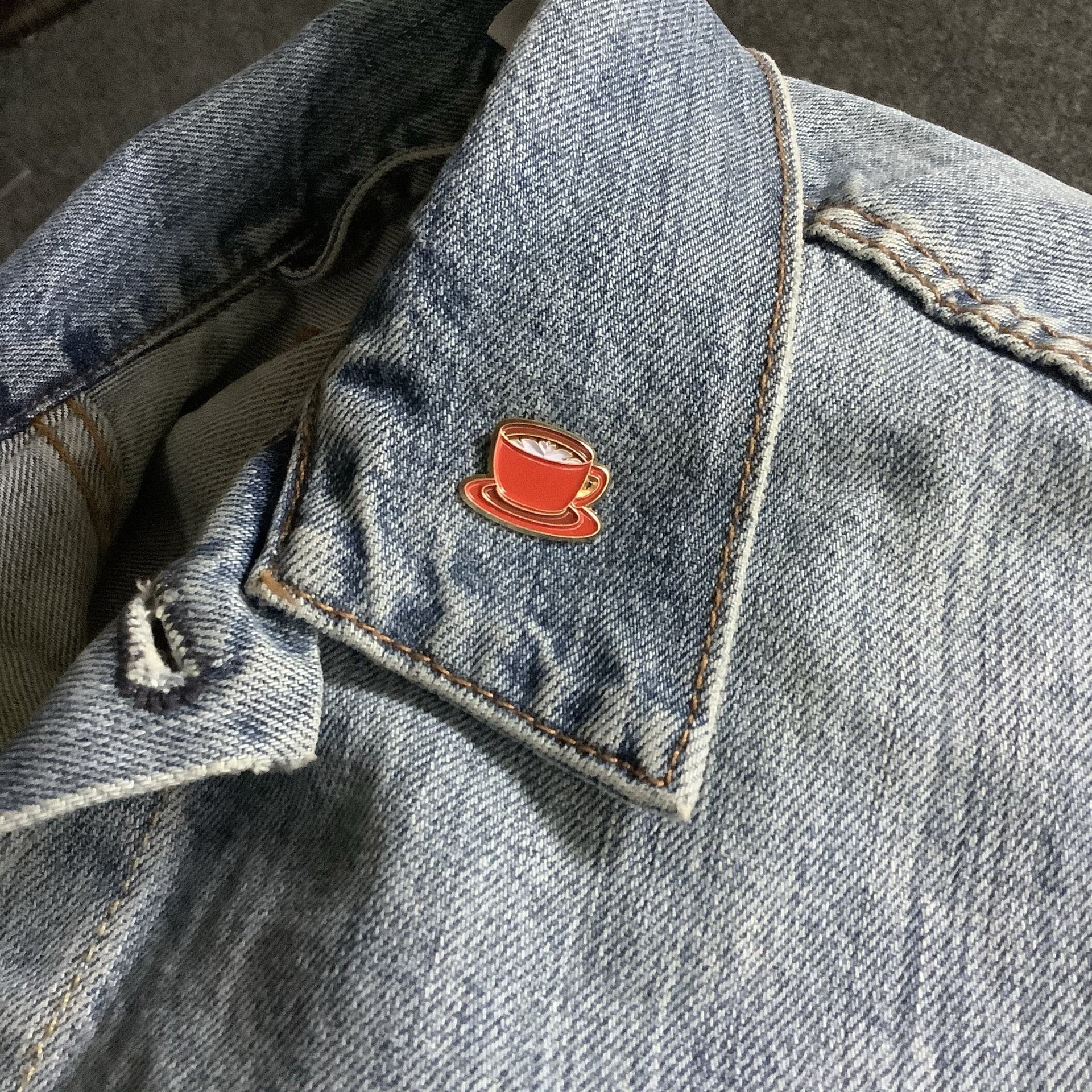 Red Coffee Cup Pin - Soft Enamel Lapel Pin With Rubber Back, Cute Coffee Accessory