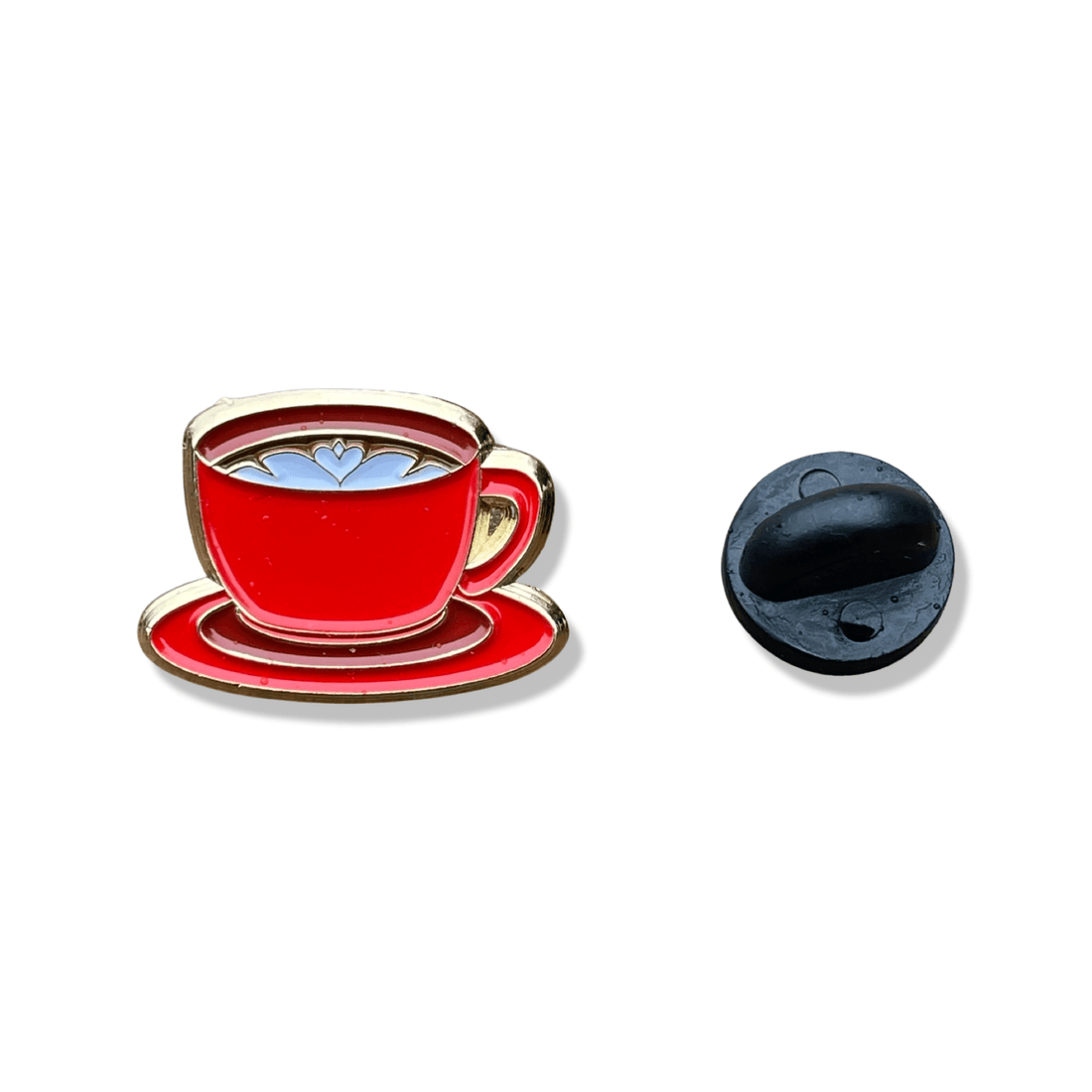 Red Coffee Cup Pin - Soft Enamel Lapel Pin With Rubber Back, Cute Coffee Accessory
