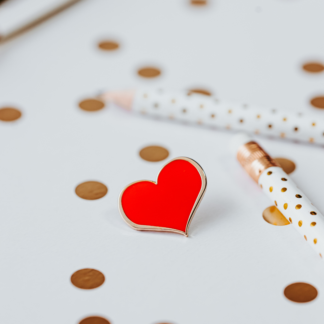 Red Heart Enamel Pin – ½-inch Subtle Accent (Also in 1, ¾ and ¼-inch)