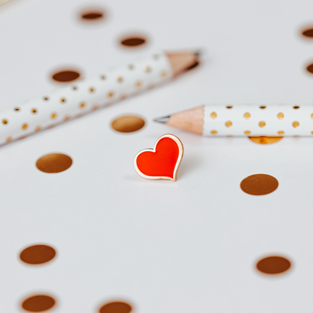Red Heart Enamel Pin – ½-inch Subtle Accent (Also in 1, ¾ and ¼-inch)