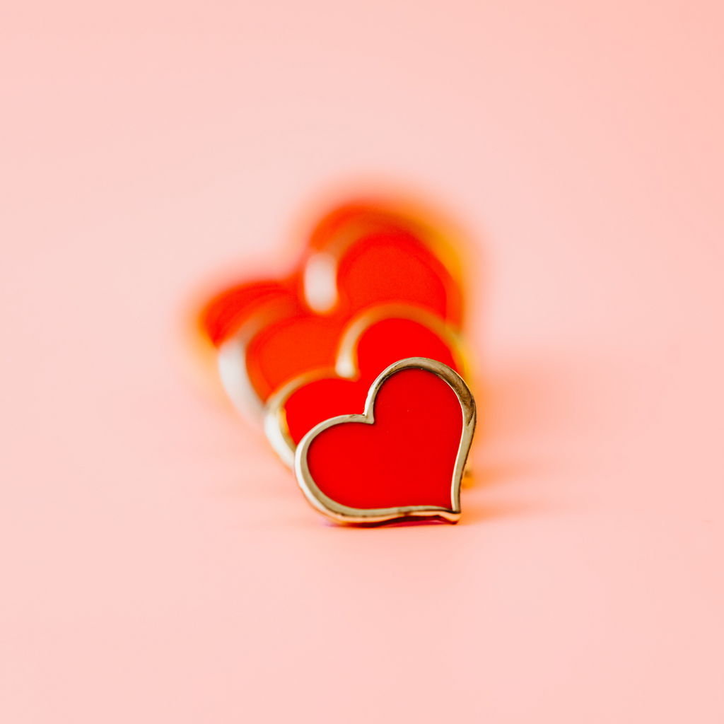 Red Heart Enamel Pin – ¼-inch Mini Size (Also in 1, ¾ and ½-inch)