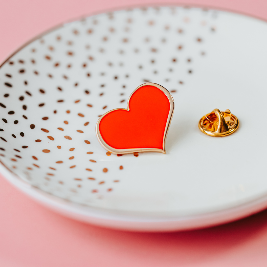 Red Heart Enamel Pin – ¼-inch Mini Size (Also in 1, ¾ and ½-inch)