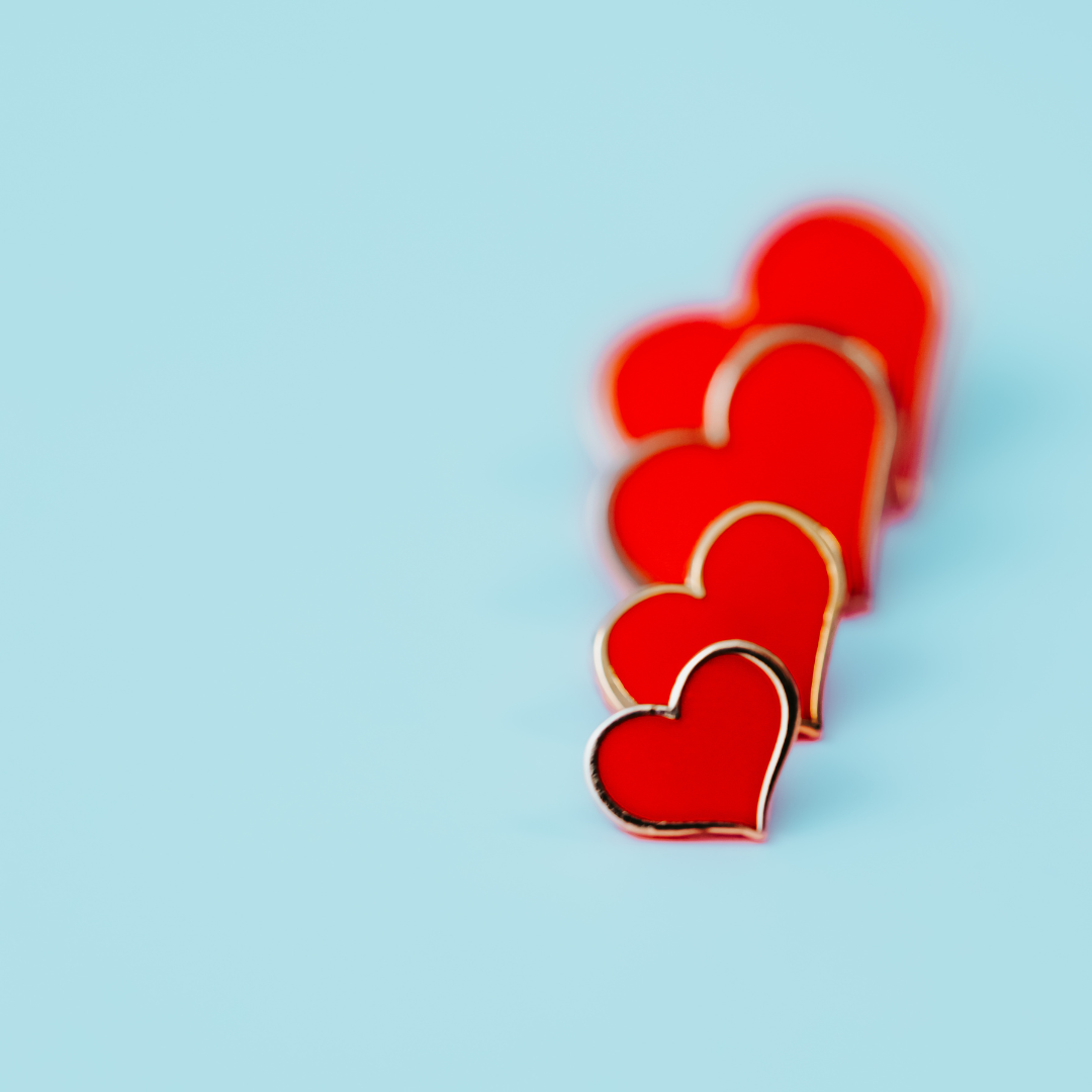 Red Heart Enamel Pin – ¼-inch Mini Size (Also in 1, ¾ and ½-inch)
