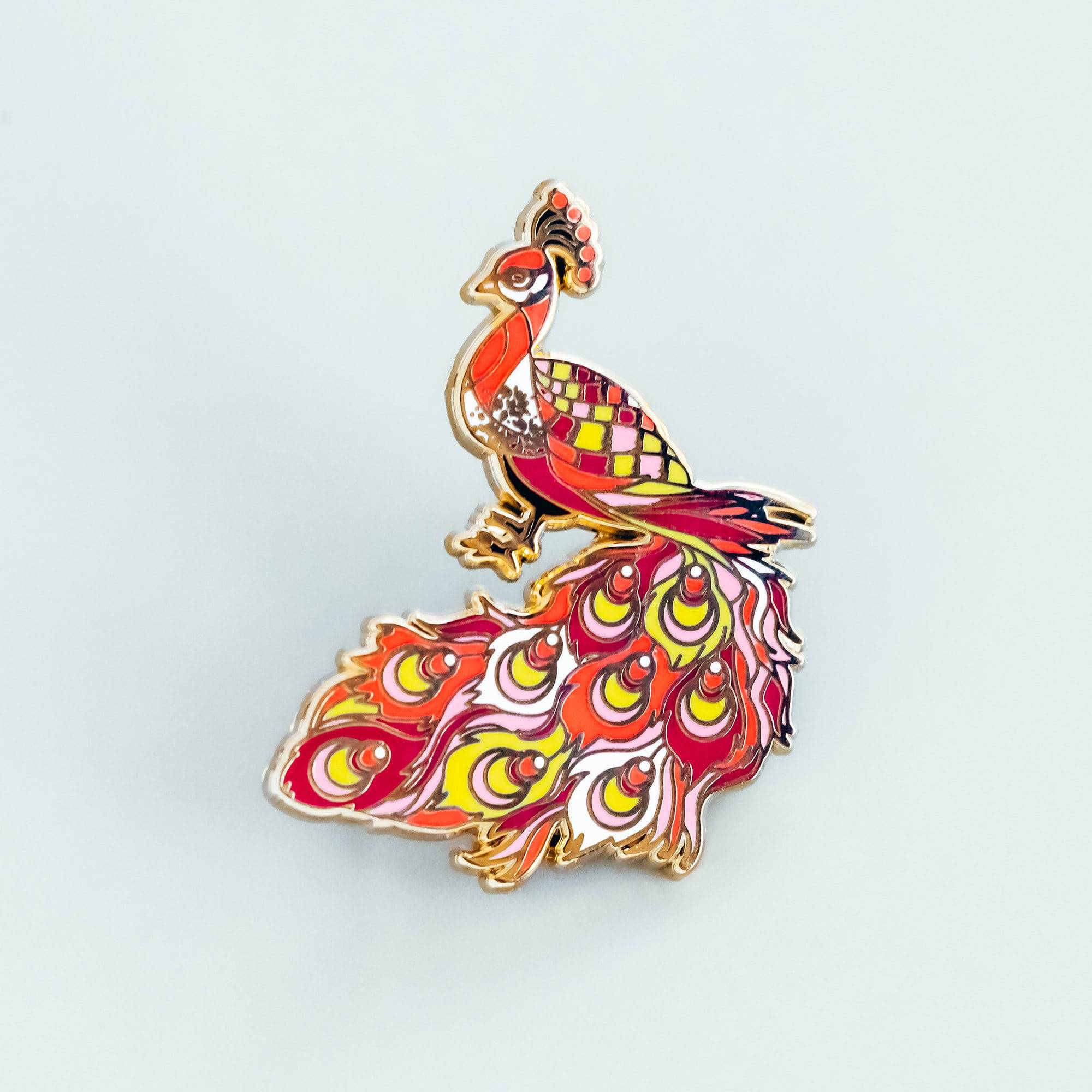 Red Peacock Enamel Pin