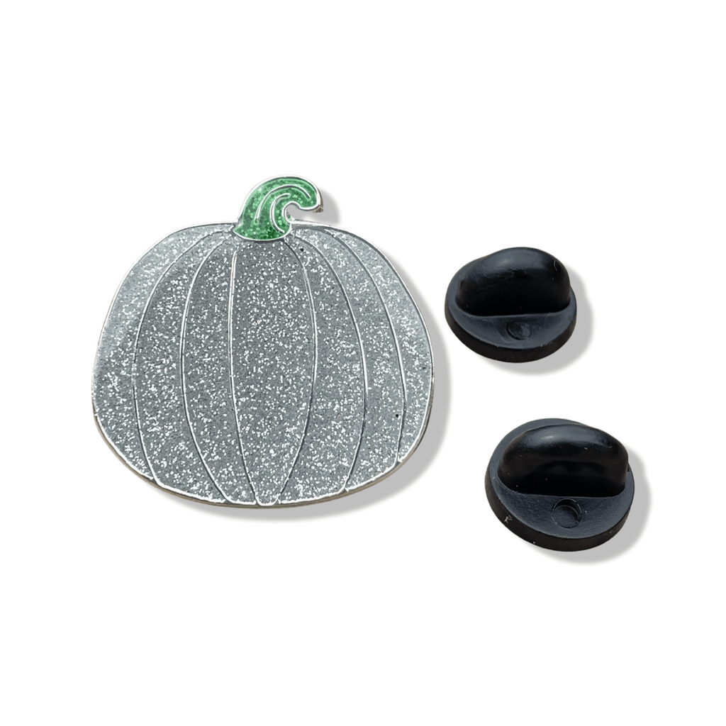 Silver Glitter Pumpkin Enamel Pin