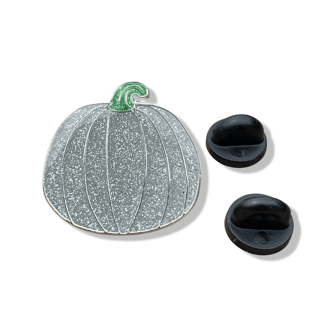 Silver Glitter Enamel Pin – Hard Enamel Pumpkin Lapel Pin With Secure Double Posts