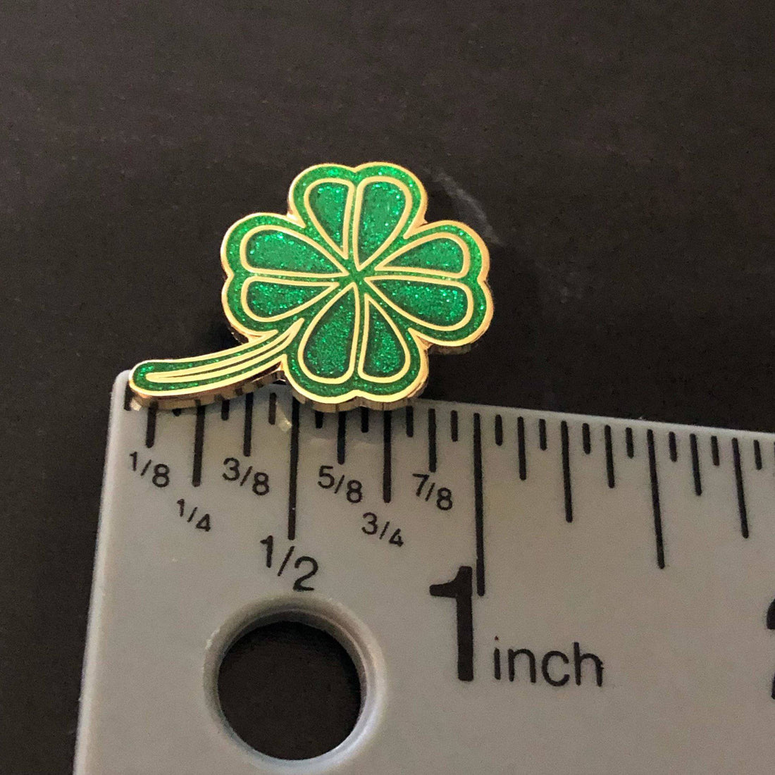 Glitter Shamrock Pin - Small Hard Enamel Clover Lapel Pin With Secure Post