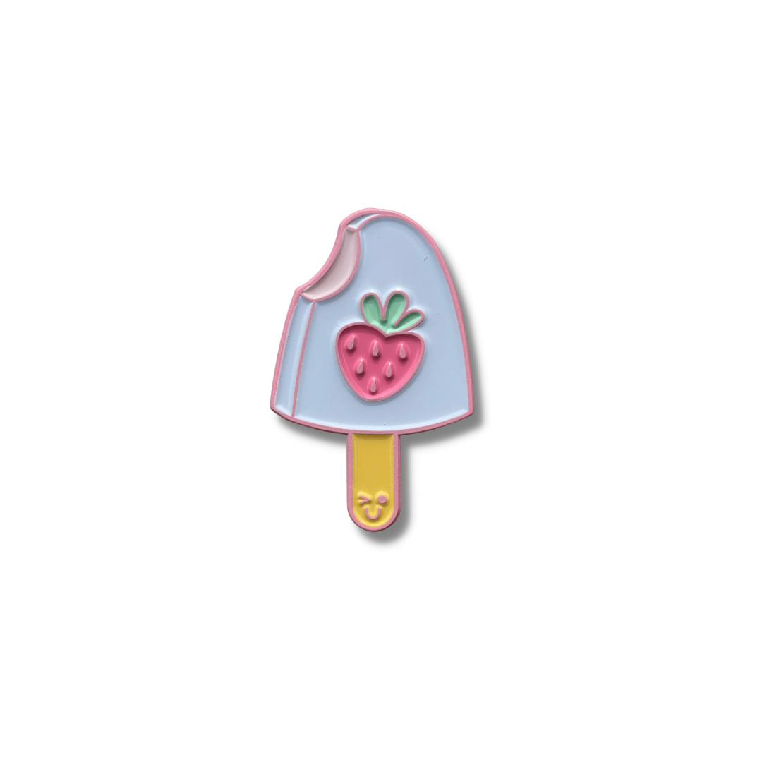 Strawberry Enamel Pin - Cute Ice Cream Lapel Pin Brooch With Gold Or Pink Metal