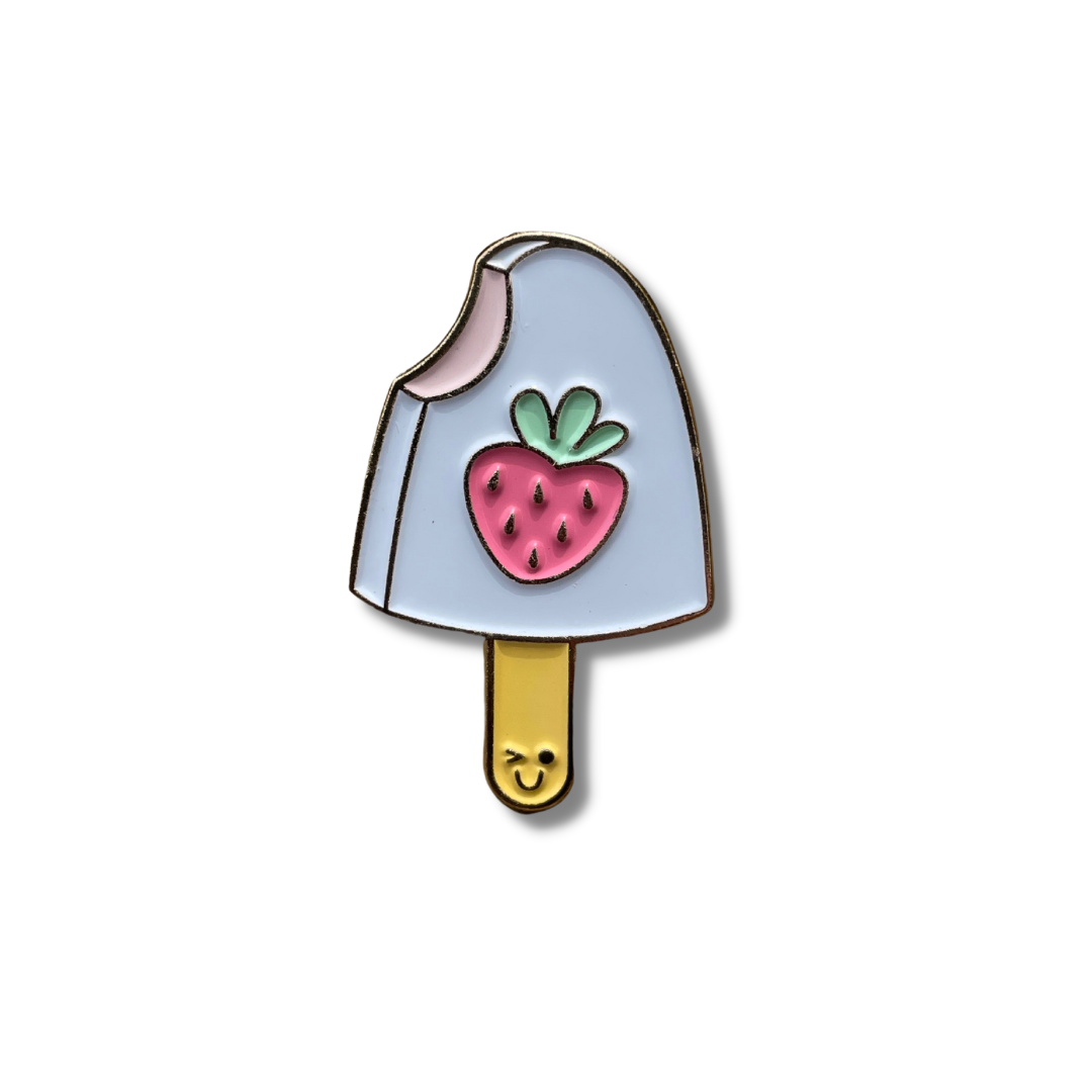 Strawberry Ice Cream Bar Enamel Pin Created by Addison, Age 11
