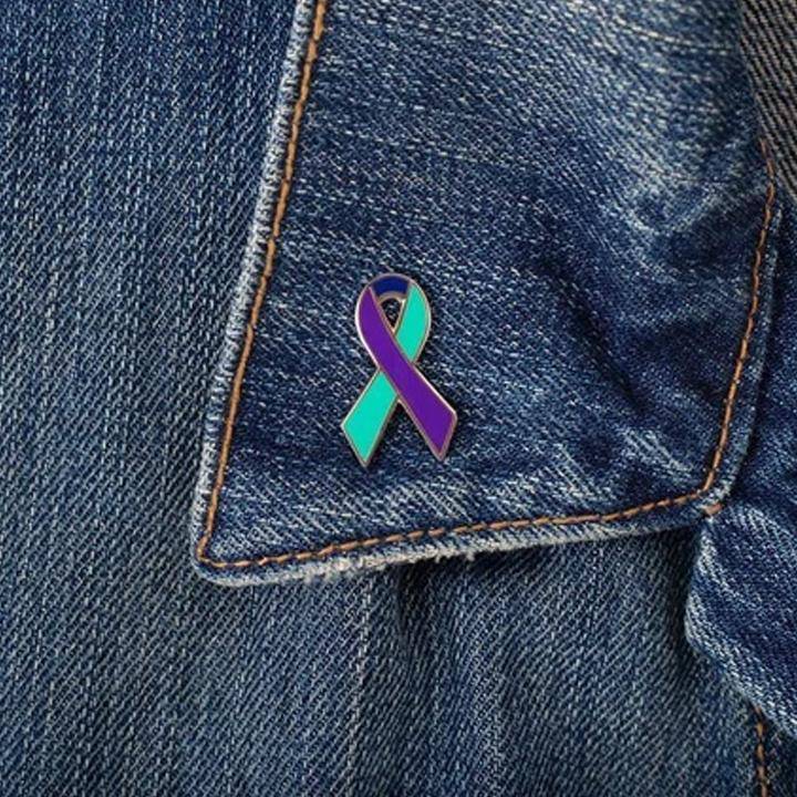 Suicide Prevention Pin – Ribbon Enamel Lapel Pin with Rubber Backing