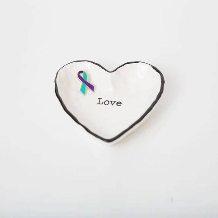 Suicide Prevention Pin – Ribbon Enamel Lapel Pin with Rubber Backing