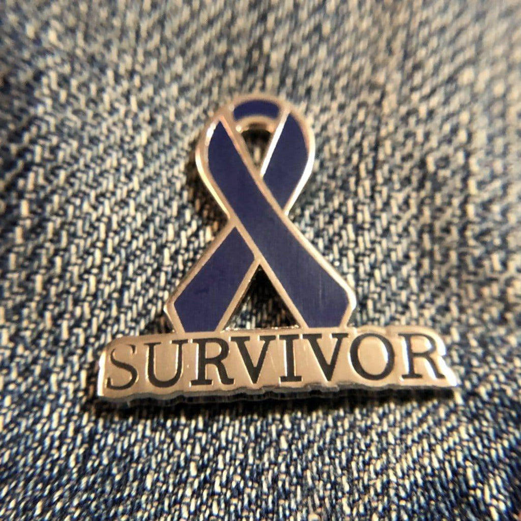 Survivor Awareness Ribbon Lapel Pin in the Color Navy