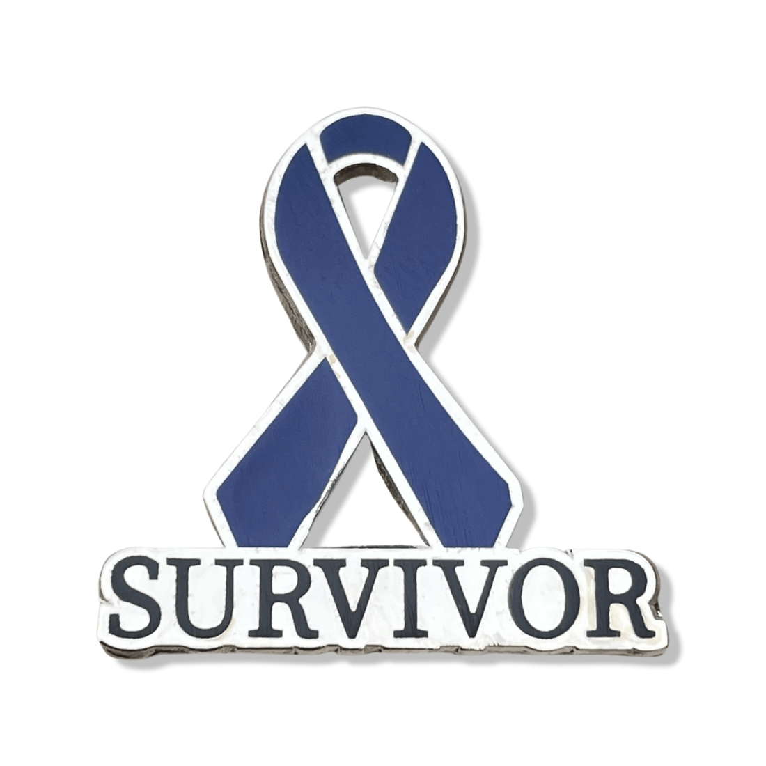 Survivor Awareness Ribbon Pin - Navy Enamel Lapel Pin With Rubber Back