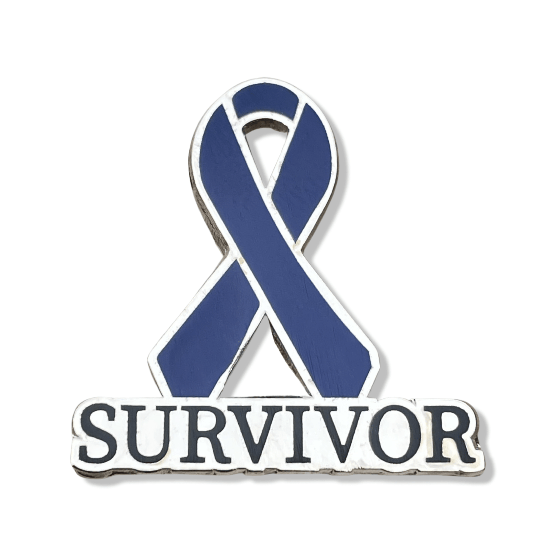 Survivor Awareness Ribbon Pin - Navy Enamel Lapel Pin With Rubber Back