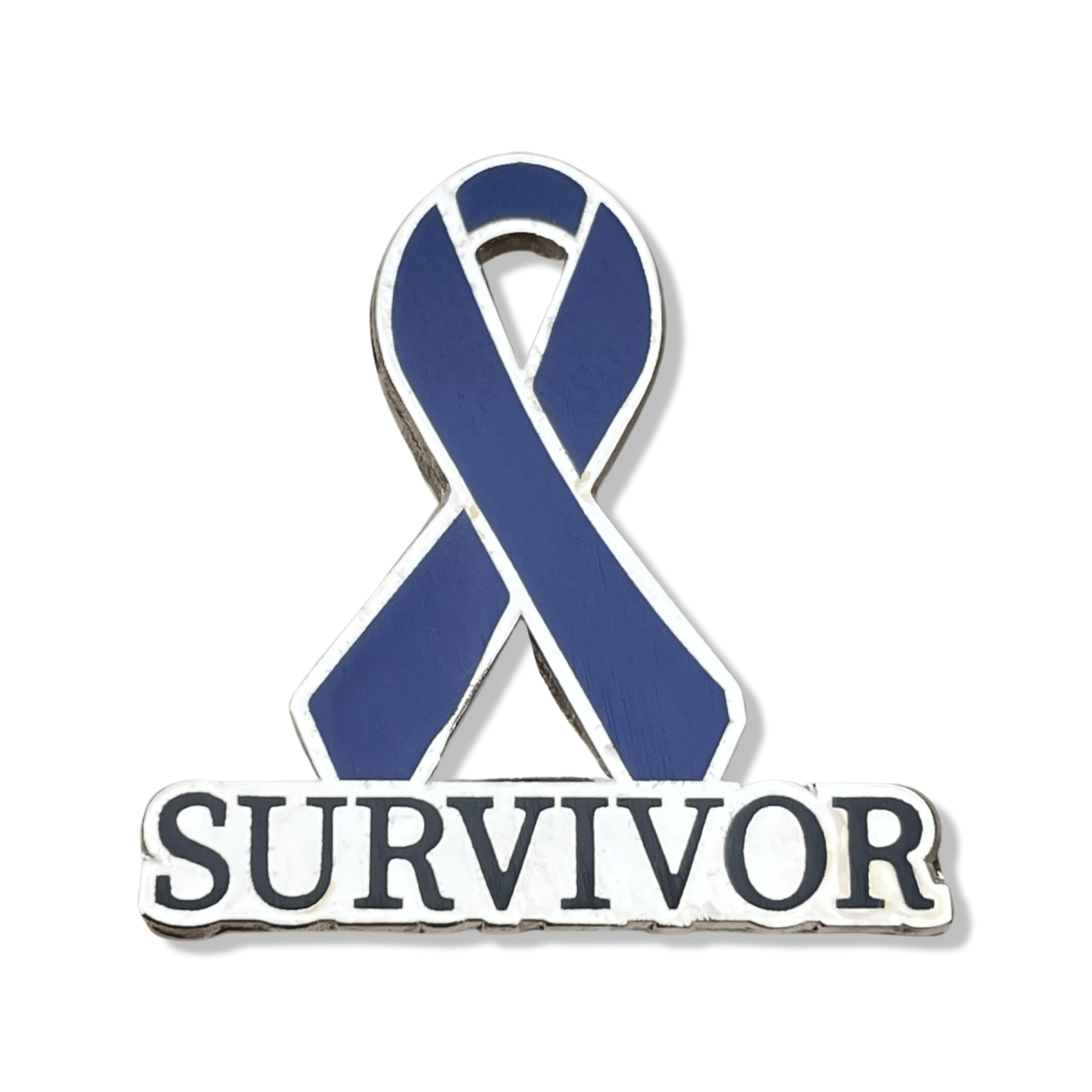 Survivor Awareness Ribbon Lapel Pin in the Color Navy