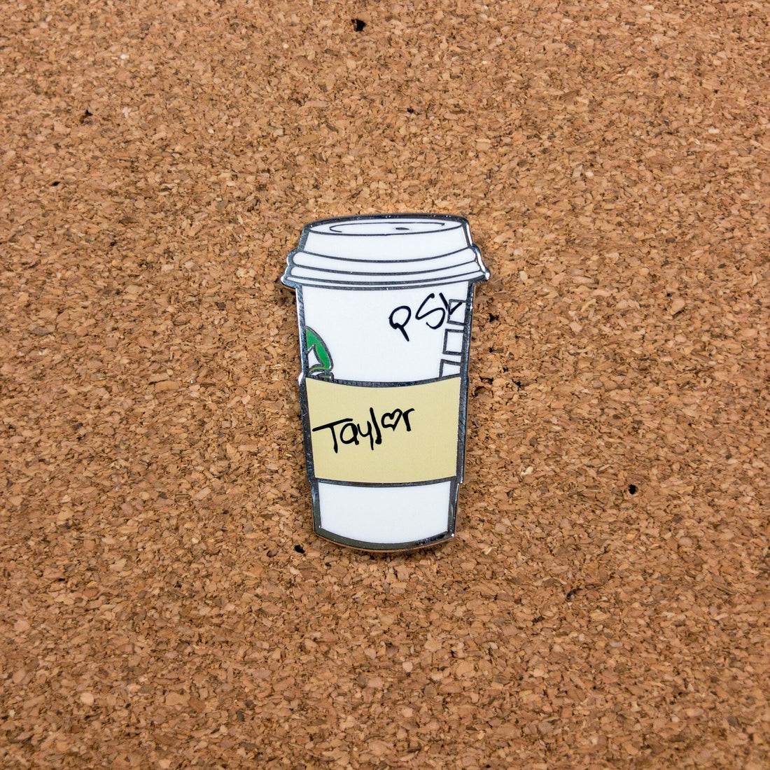 Taylor Pumpkin Spice Latte Pin – Hard Enamel Lapel Pin | Cute Coffee Lover Gift
