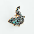 Teal and Black Peacock Enamel Pin