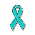 Teal Awareness Ribbon Pin – Glitter Enamel Brooch With Hard Enamel Surface