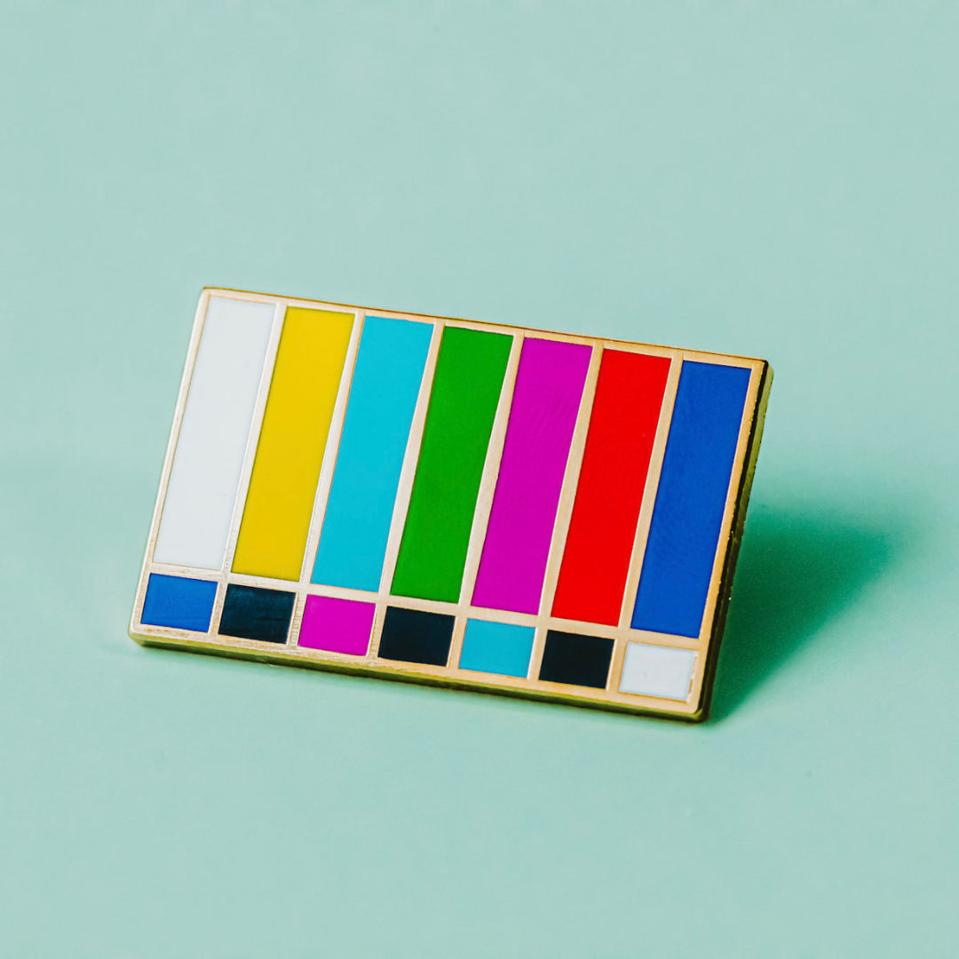 SMPTE Color Bars Pin – Hard Enamel Lapel Pin With Double Posts & Rubber Backs