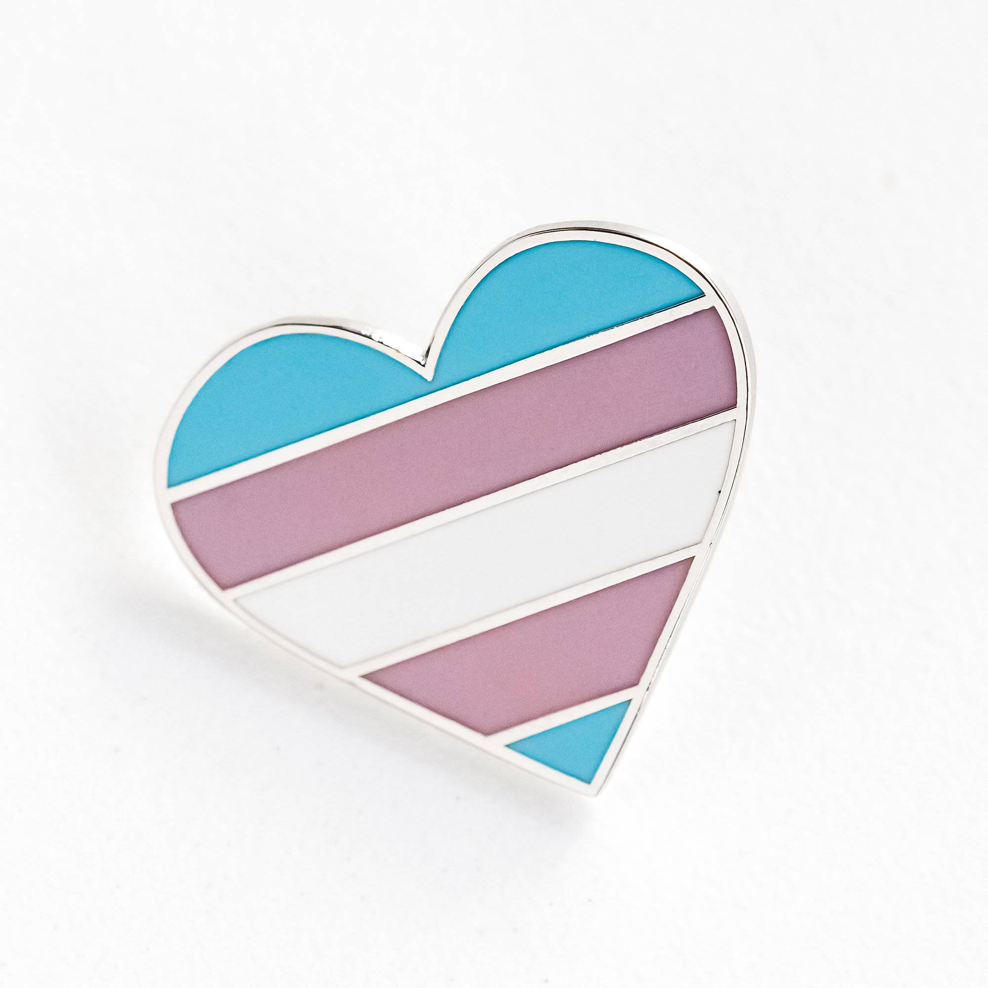 Transgender Pride Enamel Pin – Heart Shaped Hard Enamel Lapel Pin with Rubber Back