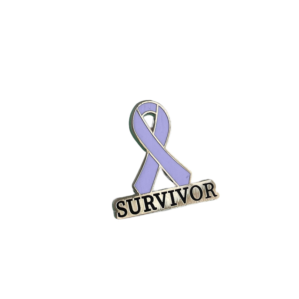 Violet Survivor Awareness Ribbon Enamel Pin - Hodgkin's Disease Support