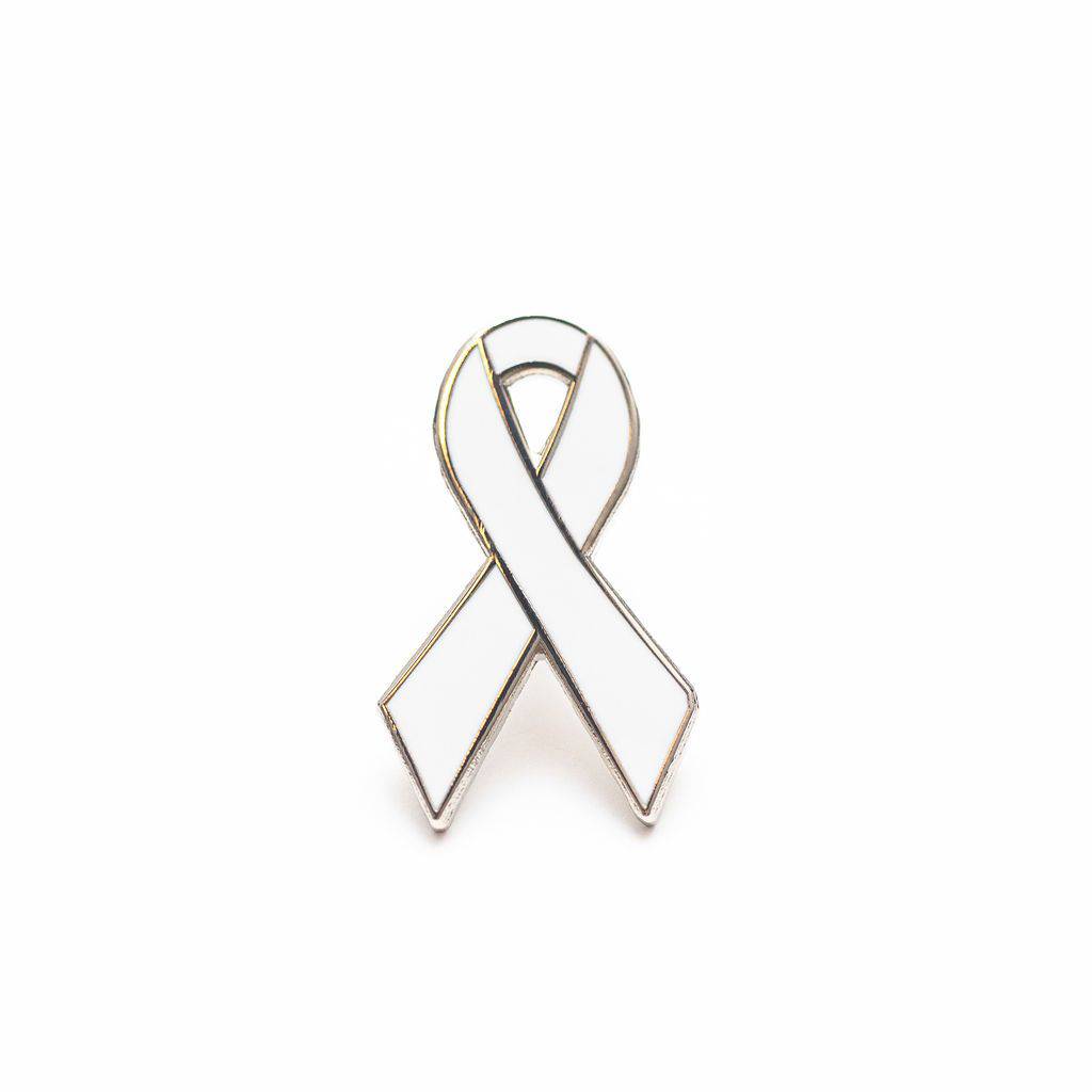 White Awareness Ribbon Enamel Pin