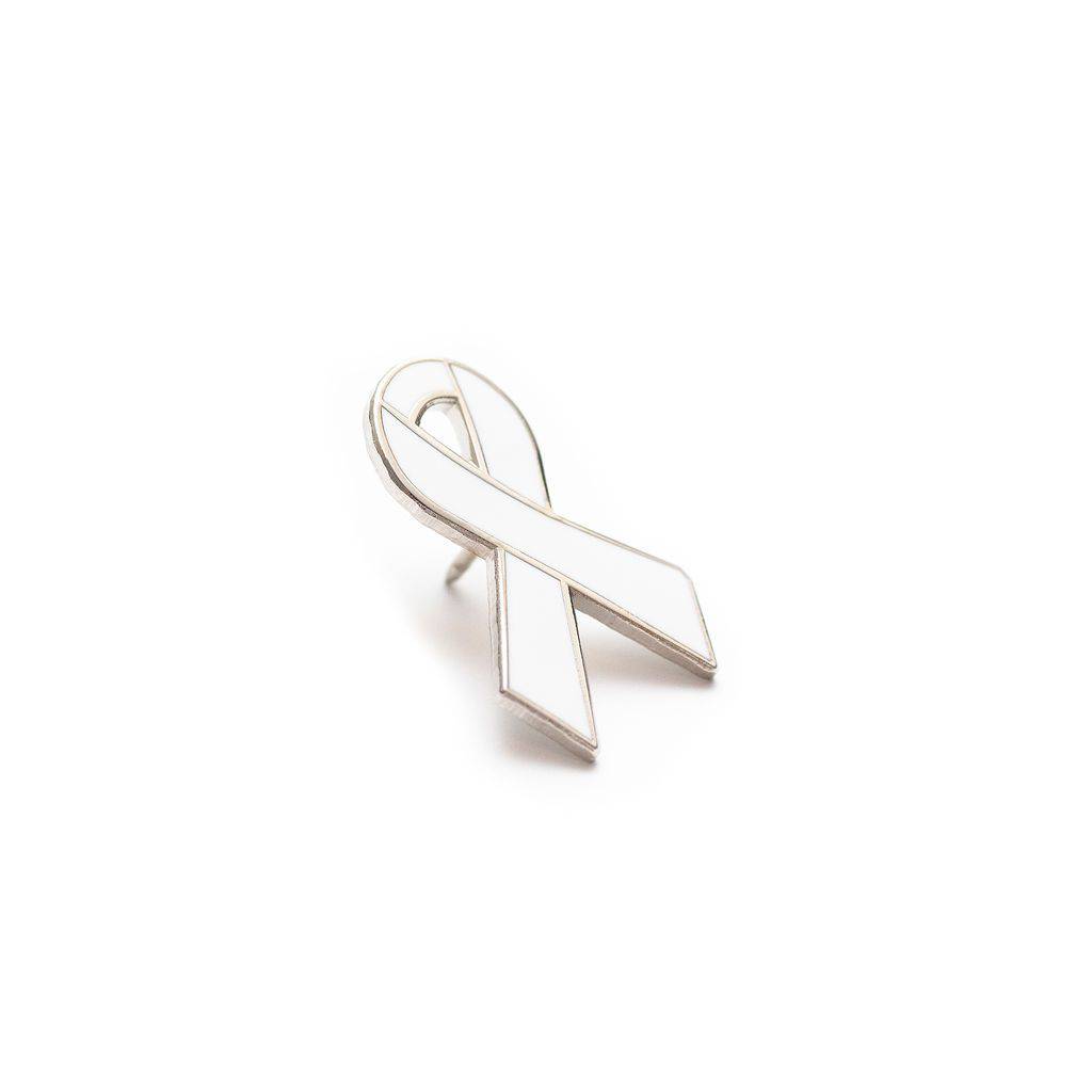 White Awareness Ribbon Enamel Pin