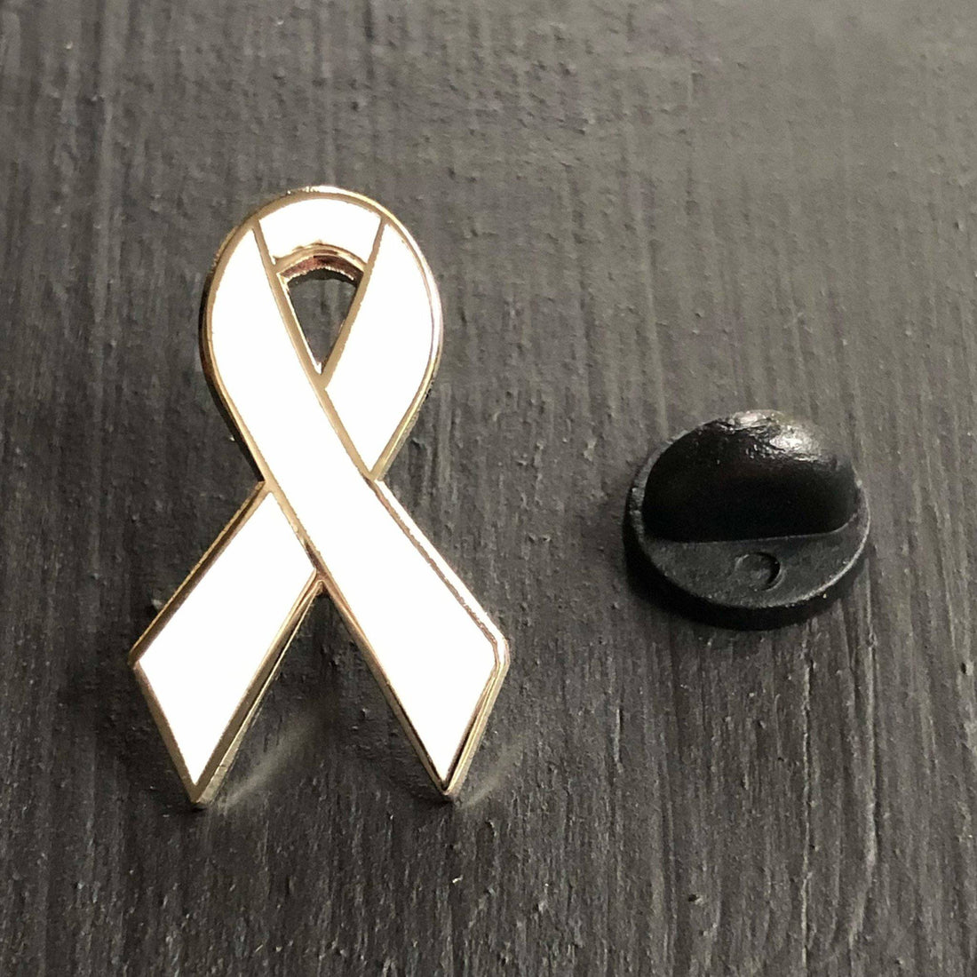 White Awareness Ribbon Enamel Pin