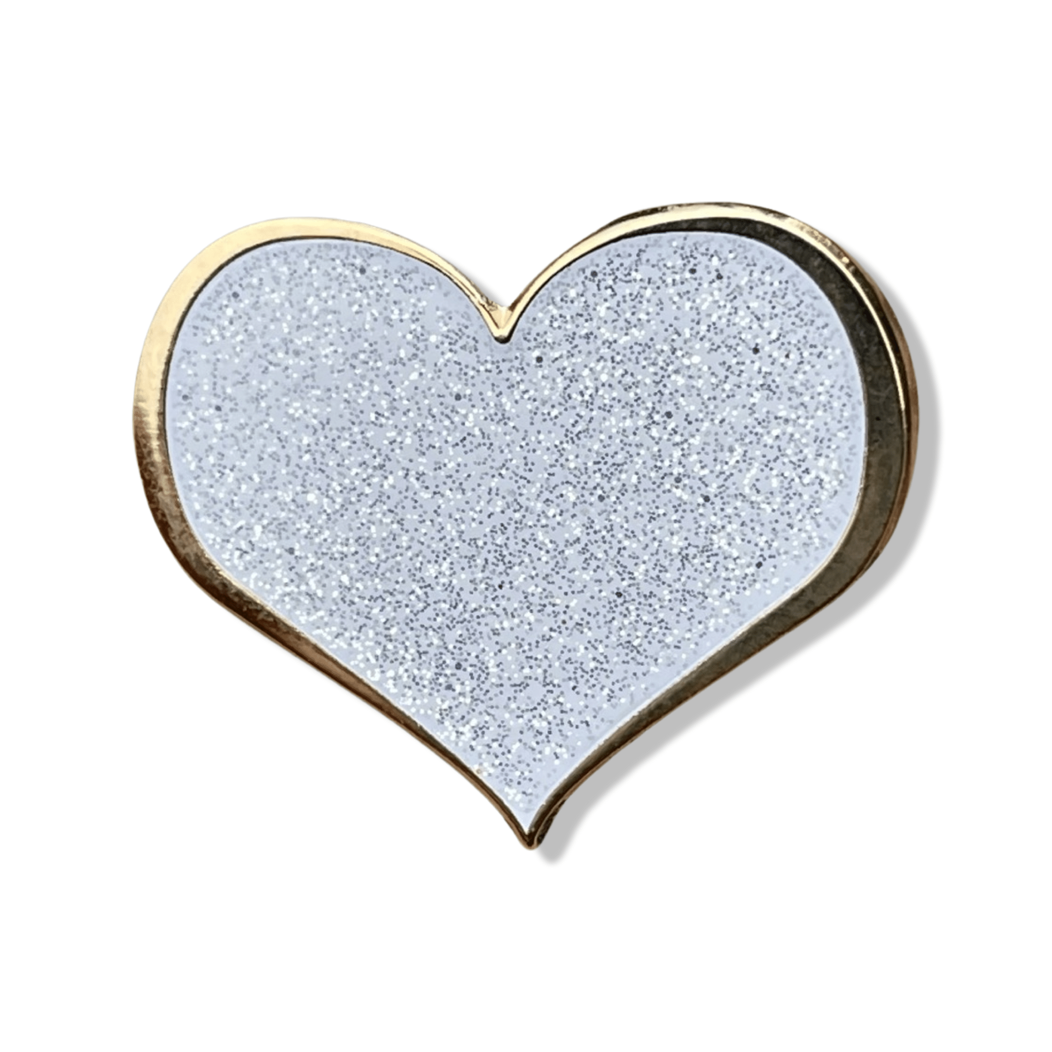 White Glitter Heart Enamel Pin