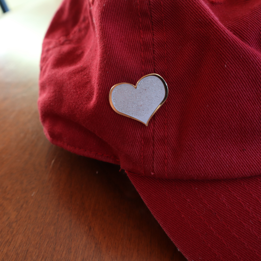 White Glitter Heart Enamel Pin