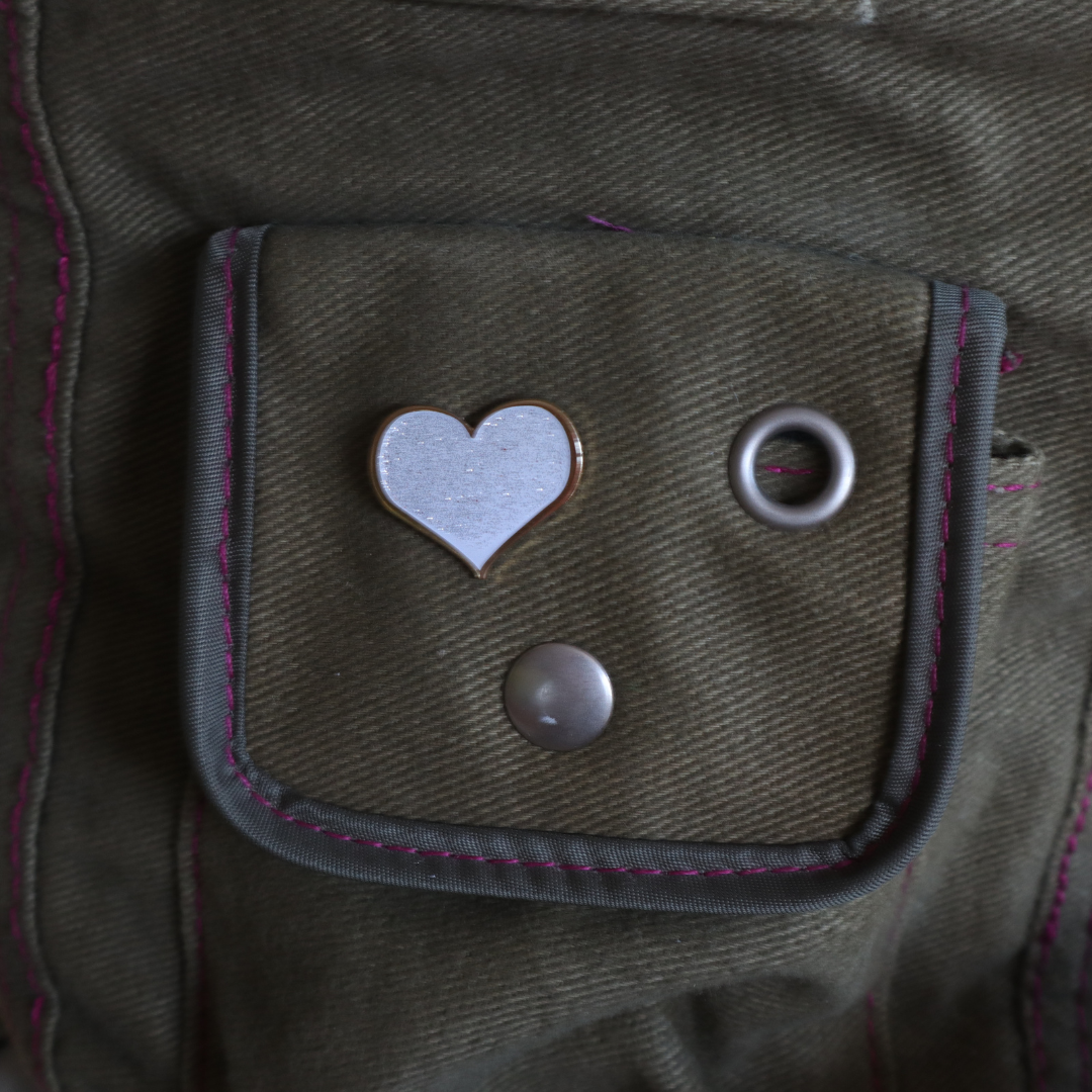 White Glitter Heart Enamel Pin