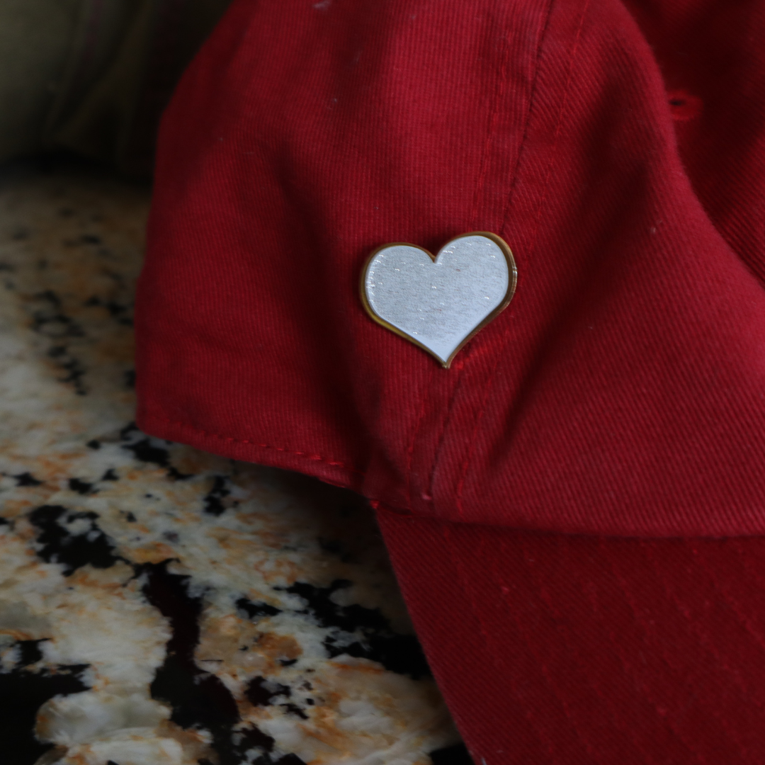 White Glitter Heart Enamel Pin