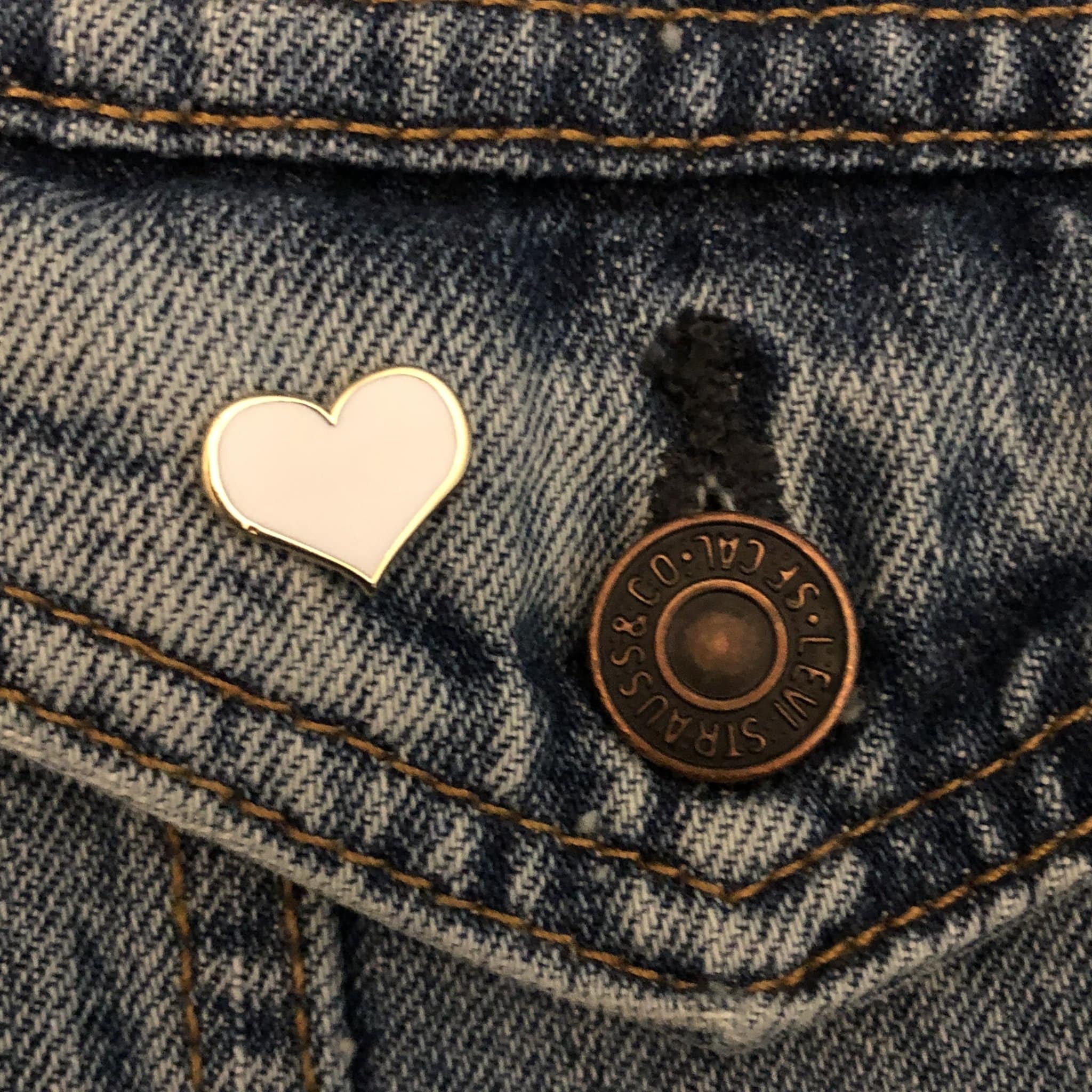 White Heart Enamel Pin