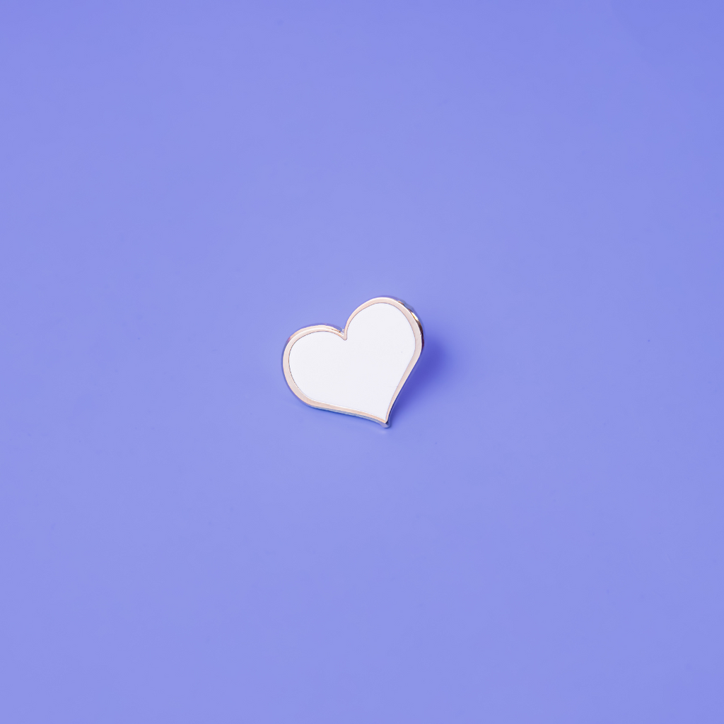 White Heart Enamel Pin