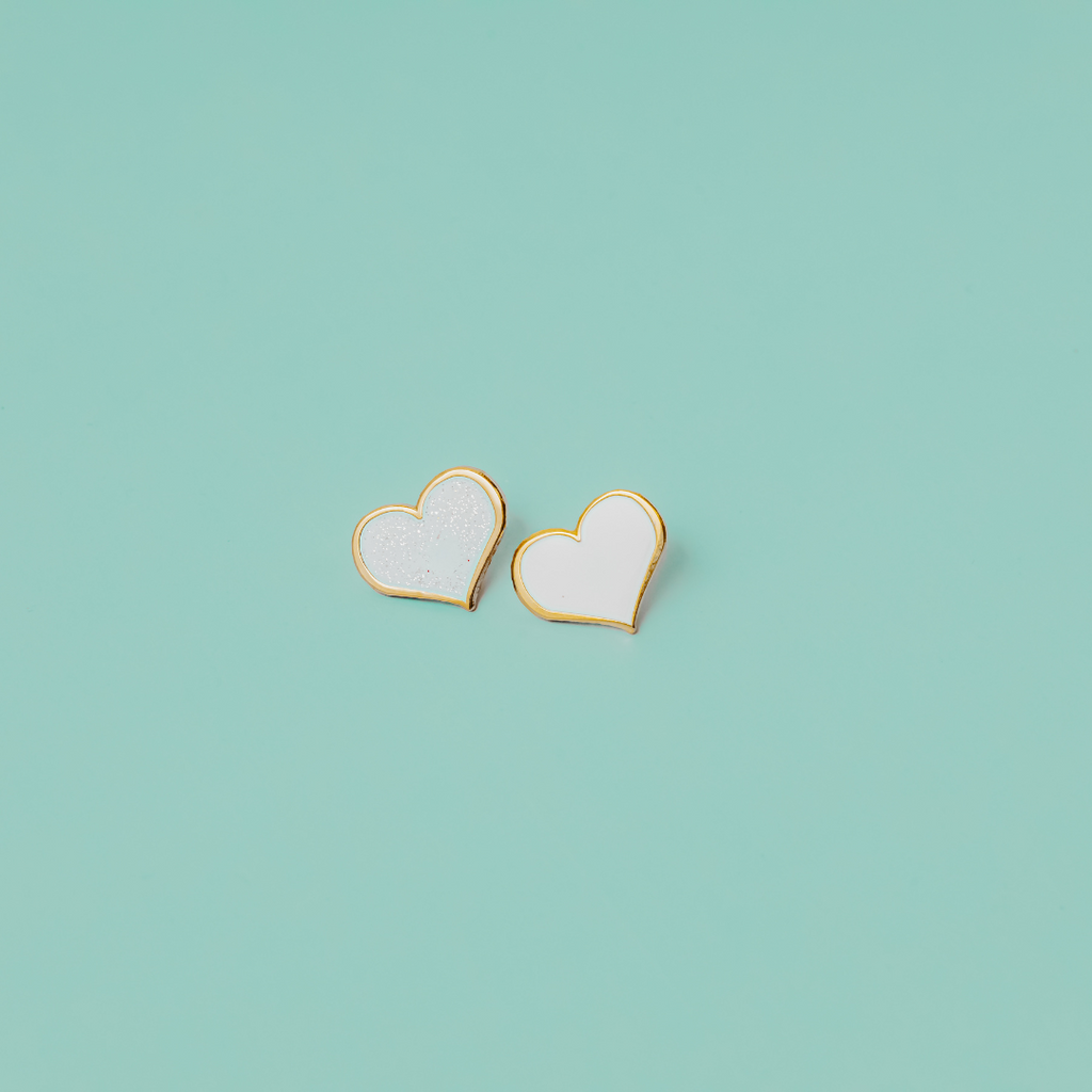 White Heart Enamel Pin