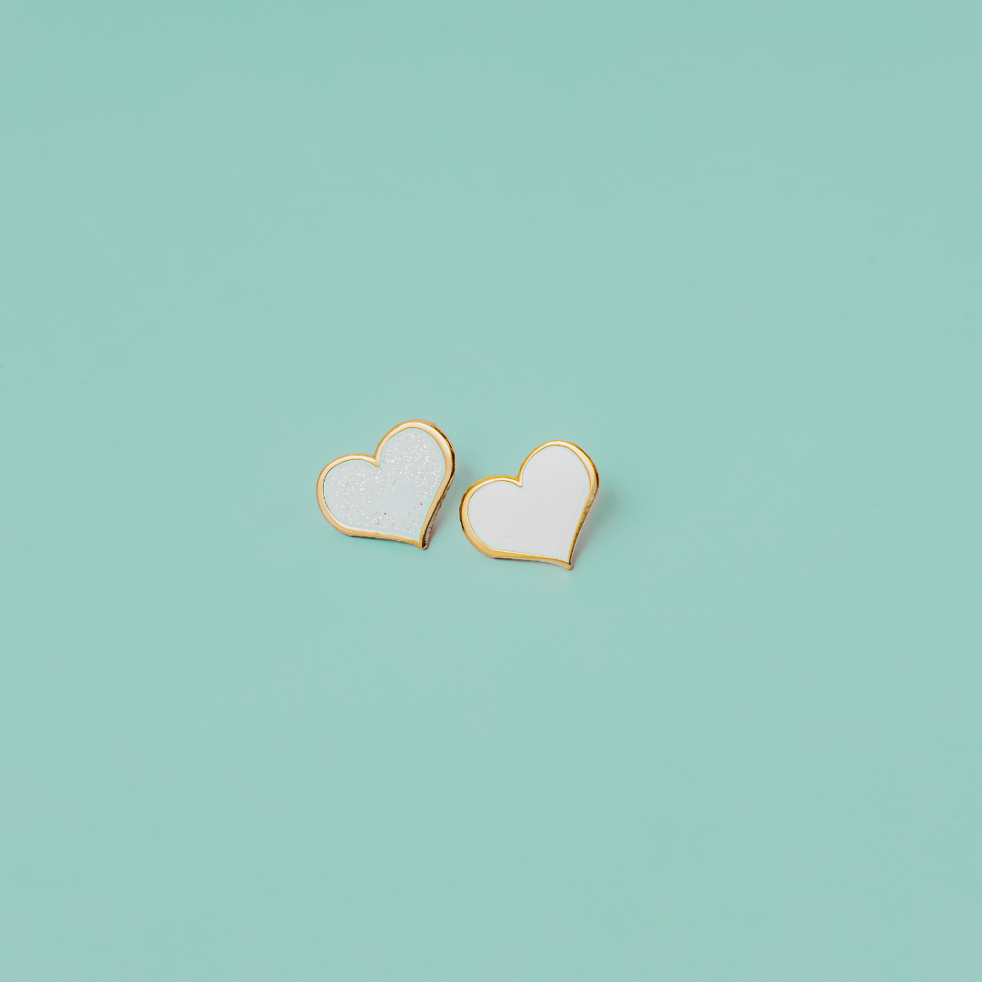 White Heart Enamel Pin