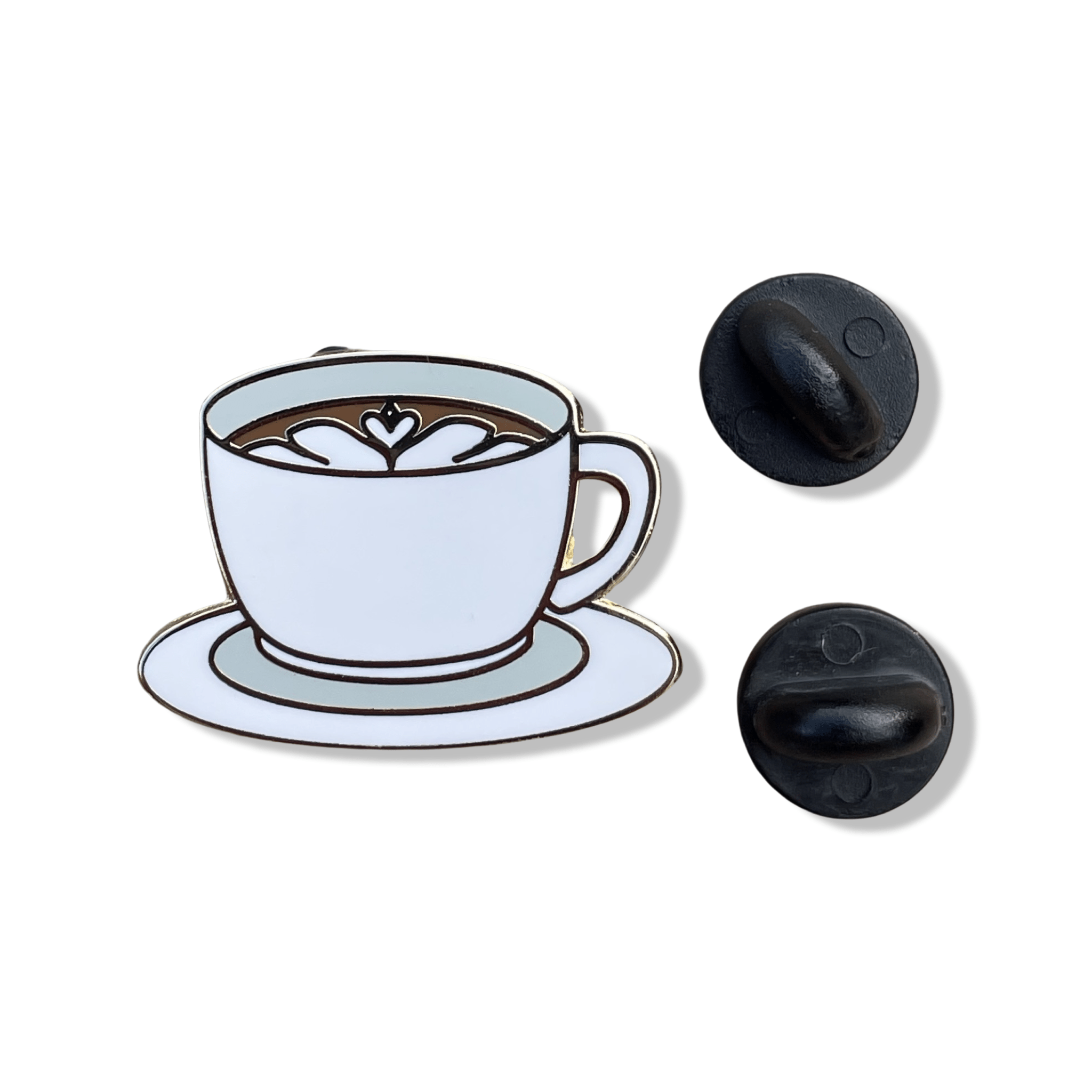 White Latte Coffee Cup Enamel Pin - hard enamel, 1 inch, double posted